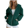 thumbnail image 1 of Pimfylm Women's 2025 Zip Up Y2K Hoodies Casual Long Sleeve Sweatshirts Fall Spring Track Jackets with Pockets Dark Green, L, 1 of 4