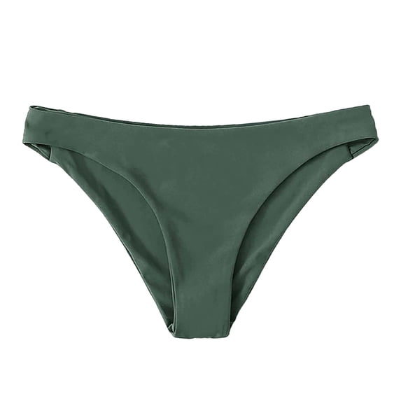 Pimfylm Women's Bikini Swim Bottom Briefs Women's Bikini Bottoms High Cut Swimsuit Bottom Solid Color Mid Waist Swim Bottoms Size for L,Green