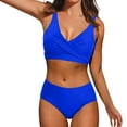 thumbnail image 1 of Pimfylm Women's Bikini Swimsuits Crop Top High Waisted Bikini Set Two Piece Bathing Suit Swimsuits Swimwear(Blue,M), 1 of 9