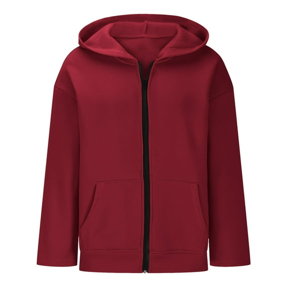 Pimfylm Women's Full Zip Up Hoodie Long Sleeve Hooded Sweatshirts Pockets Jacket Coat for Women Wine, S