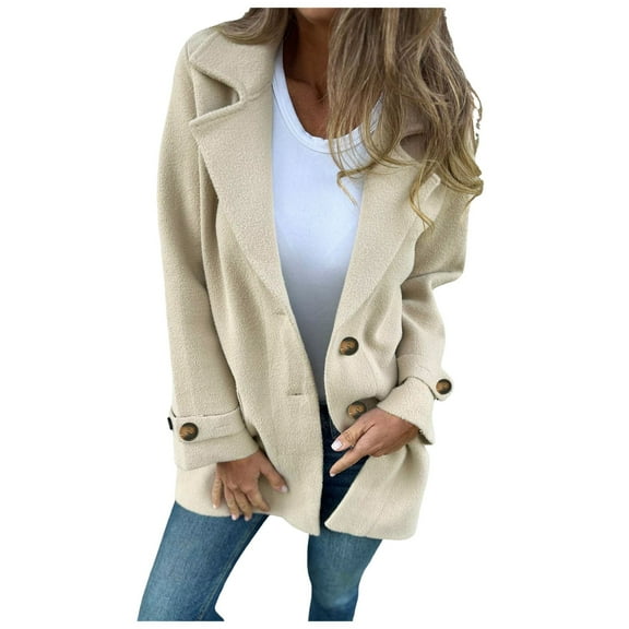 Pimfylm Women's Long Sleeve Classic Draped Open Front Lightweight Blazer Beige, S