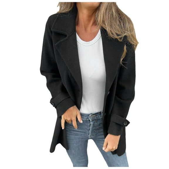 Pimfylm Women's Long Sleeve Classic Draped Open Front Lightweight Blazer Black, S