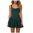 thumbnail image 1 of Pimfylm Women's Regular-Fit Cotton Sateen Smocked Bodice Short Dress Green, S, 1 of 7