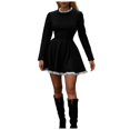 thumbnail image 1 of Pimfylm Women's Regular-Fit Cotton Sateen Tiered Shirt Dress Black, L, 1 of 4