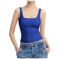 thumbnail image 1 of Pimfylm Womens Square Neck Tank Top Sleeveless Summer Basic Tops Sharp Collection(Blue,L), 1 of 6