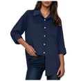 thumbnail image 1 of Pimfylm Womens Button Down Shirts Cotton Dress Shirts Oxford Shirts Long Sleeve Work Blouses Collared Tops Tunics with Pocket Blue, XXXXL, 1 of 6