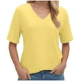 thumbnail image 1 of Pimfylm Womens Cap Sleeve Crop Tops Cotton V Neck T Shirt Boxy Loose Fit Short Sleeves Tee Summer Fashion Clothes 2025 Yellow, XL, 1 of 7