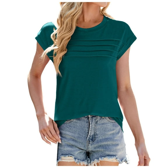 Pimfylm Womens Cap Sleeve Summer Tops T Shirts Business Casual Dressy Spring Fashion Outfits Cute Trendy Clothes 2025 Dark Green, L
