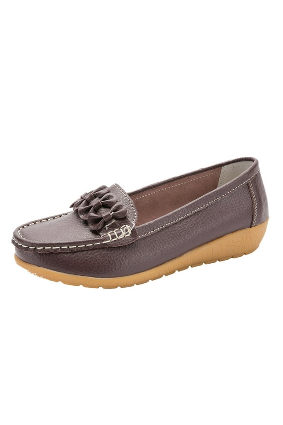Womens Flats Women's Puck Side Cut Out Flat Memory Foam and Wide Widths Available Coffee 9