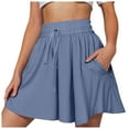 thumbnail image 1 of Pimfylm Womens Flowy Athletic Shorts Summer High Waisted Loose Wide Leg Drawstring Beach Shorts with Pocket Navy, S, 1 of 9