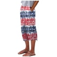 thumbnail image 1 of Pimfylm Womens Normal Waist Trousers Pockets Comfy Winter Cropped America Flag Pants 4th of July Loose Fit Trousers(Navy,M), 1 of 5