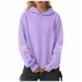 thumbnail image 1 of Pimfylm Womens Oversized Hoodies Comfy Sweatshirts Fall Fashion 2025 Outfits Casual Tops Fleece Clothes with Pockets Purple, M, 1 of 5