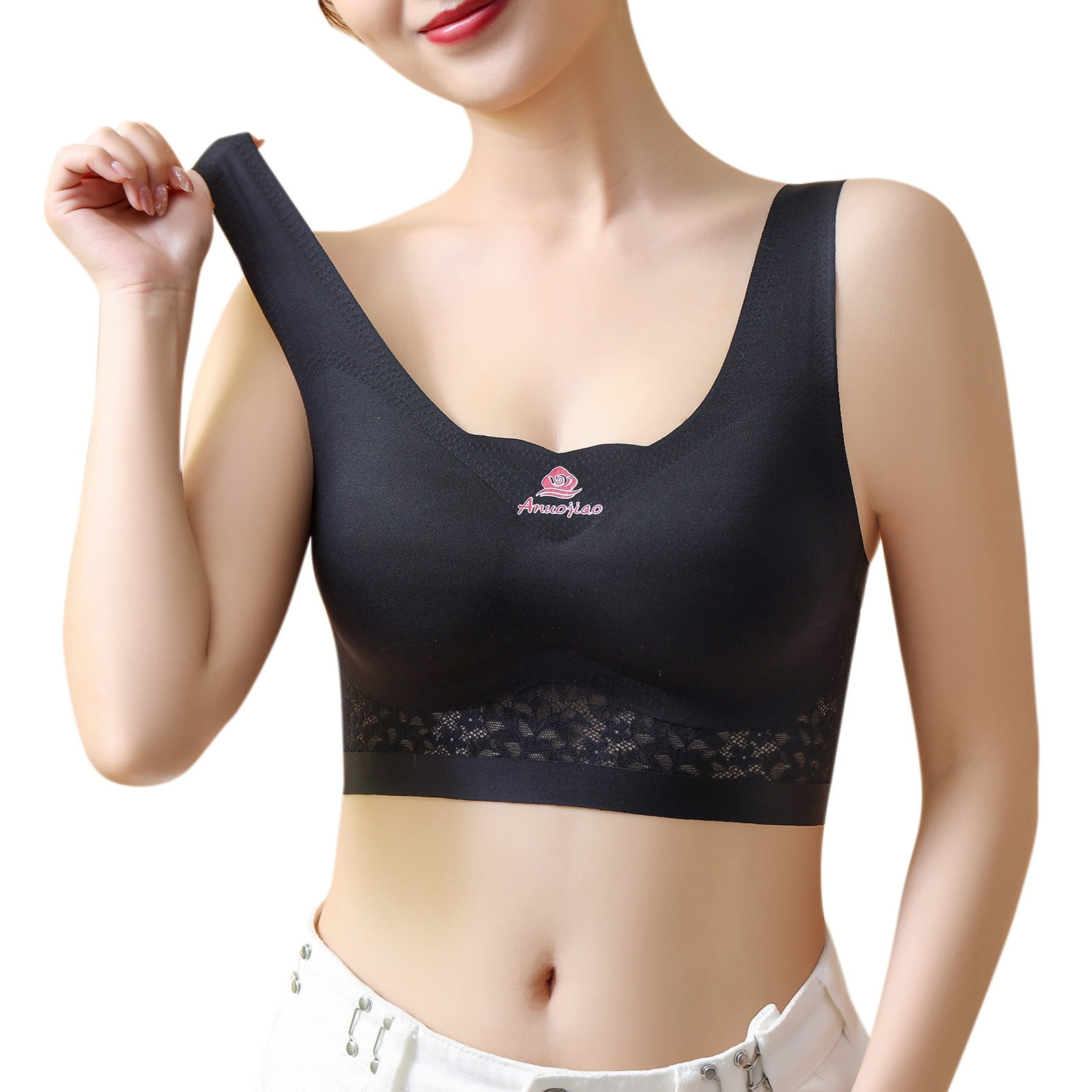 NECHOLOGY Plus Size Sports Bras For Women Women's Signature Lace Push-up  Bra Grey 4X-Large