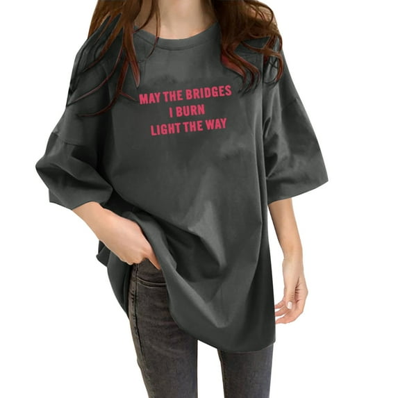 Pimfylm Womens Summer Casual Shirts Short Sleeve Tunic Tops(Grey,XXL)