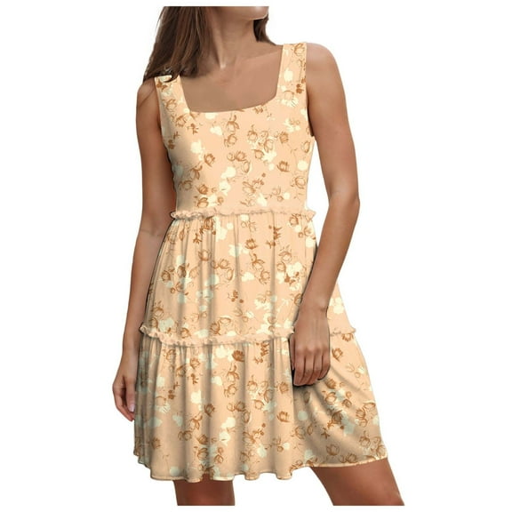 Pimfylm Womens Summer Mini Corset Casual Dresses Spaghetti Straps Lace Up Beach Sundress Orange, XXL