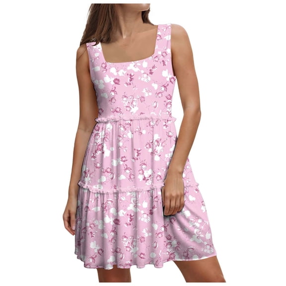 Pimfylm Womens Summer Mini Corset Casual Dresses Spaghetti Straps Lace Up Beach Sundress Pink, XXL