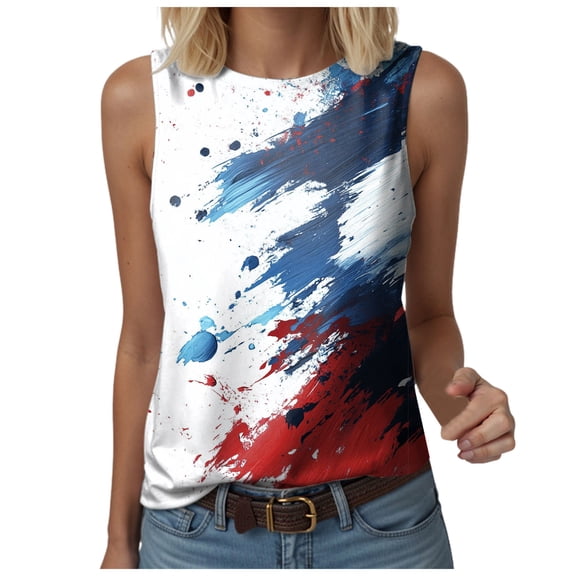 Pimfylm Womens Tank Tops Summer Casual Crew Neck Sleeveless Top Loose Fit Basic Tunic Shirts Dark Blue, S