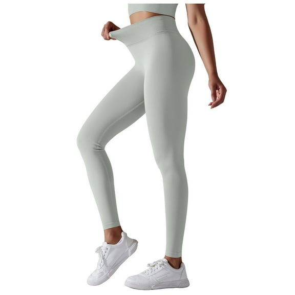Pimfylm Womens Workout Leggings with High Waist Tummy Control Light Gray, M