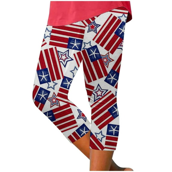Pimfylm Yoga Pants Flare for Women's American 4Th of July Leggings(Red,S)