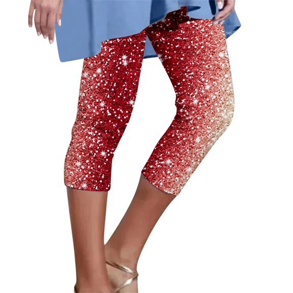 Pimfylm Yoga Pants Women Plus Size Long Ladies' Fourth Of July Printed Sports Leggings Yoga Pants(Red,L)