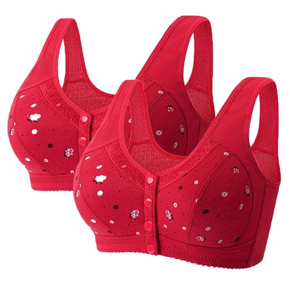 Pimfylm womens Bras Wireless Bra Comfort Support Breathable Bra Shoulder Straps Sports(Red,50)