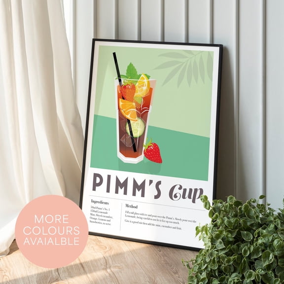 Pimm's Cup Recipe Print, Unframed Paper Poster 8x10in