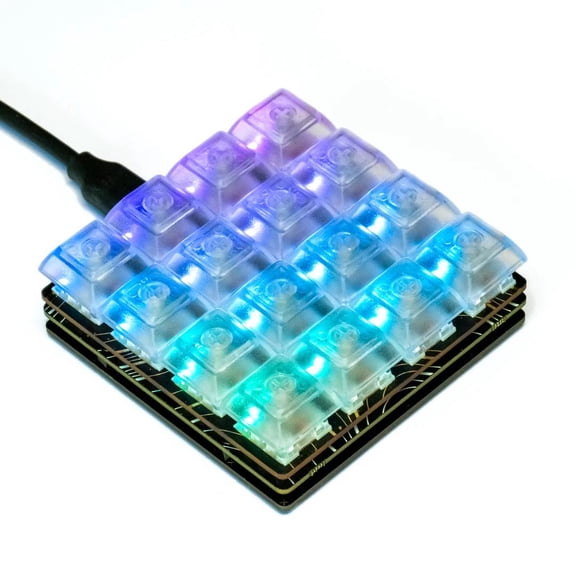Pimoroni PIM561 Keybow 2040 Linear(quiet)keys all-in-one 16 key mini mechanical keyboard customisable RGB lighting