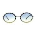 thumbnail image 1 of Pimp Rhinestone Frame Oval Rimless Metal Rim Sunglasses Silver Blue Yellow, 1 of 4