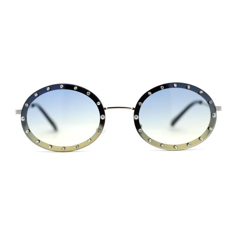 Pimp Rhinestone Frame Oval Rimless Metal Rim Sunglasses  display picture 1