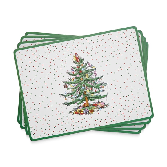 Pimpernel Christmas Tree Polka Dot Placemats - Set of 4,
