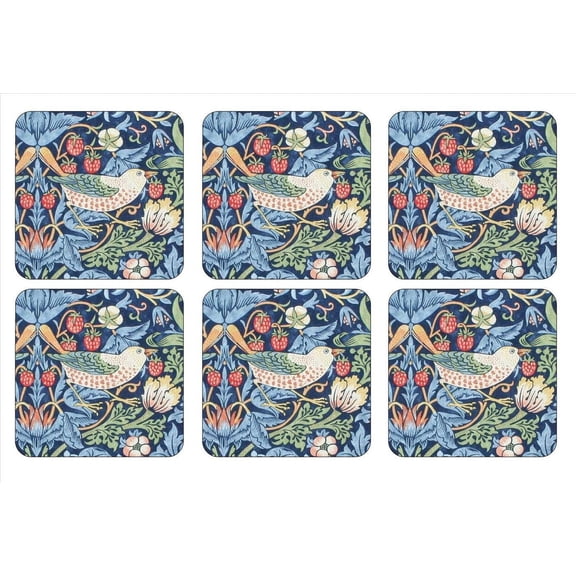 Pimpernel Morris and Co Strawberry Thief Blue Coasters - Set of 6