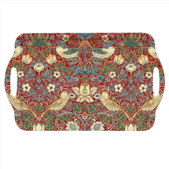 Pimpernel Morris and Co Strawberry Thief Handled Tray 19.25 x 11.5 inch - Red