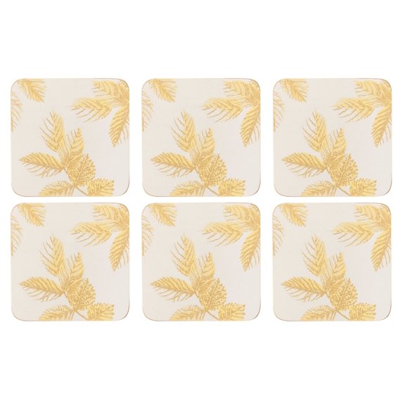 Pimpernel Sara Miller London Etched Leaves Coasters Light Grey Set of 6