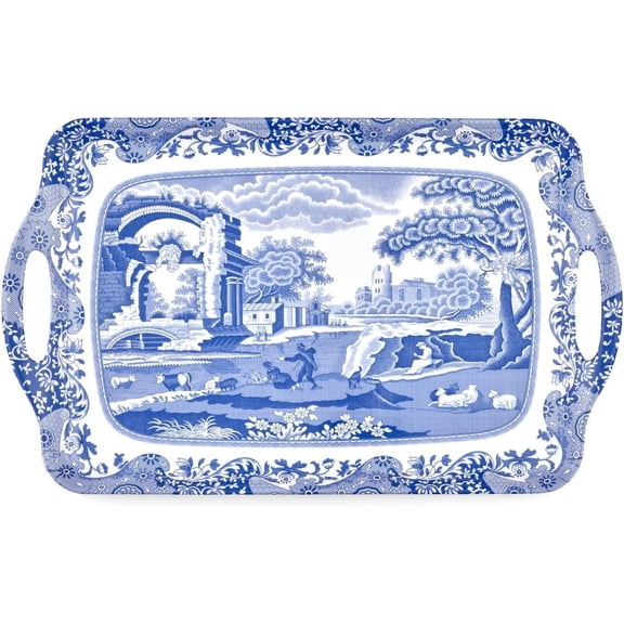 Pimpernel - Placemats Blue Italian Large Melamine Handled Tray
