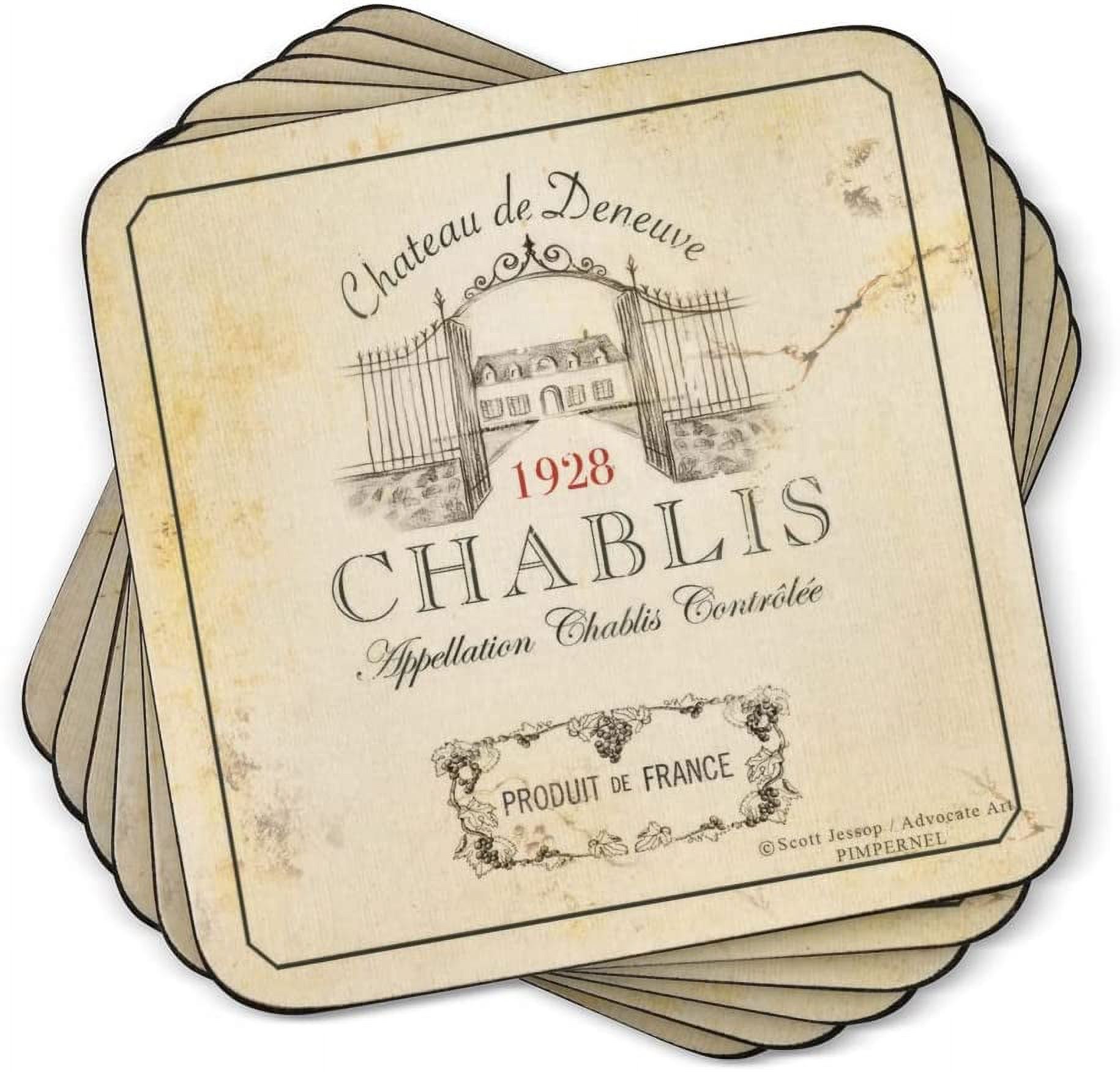 Pimpernel Vin de France Collection Coasters Set of 6 Cork Backed