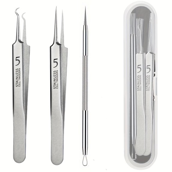 Pimple Extractor Tools,Blackhead Remover,Pimple Popper,Acne Removal Kit Risk Free Treatment,Whitehead Popping,Blackhead Tweezers