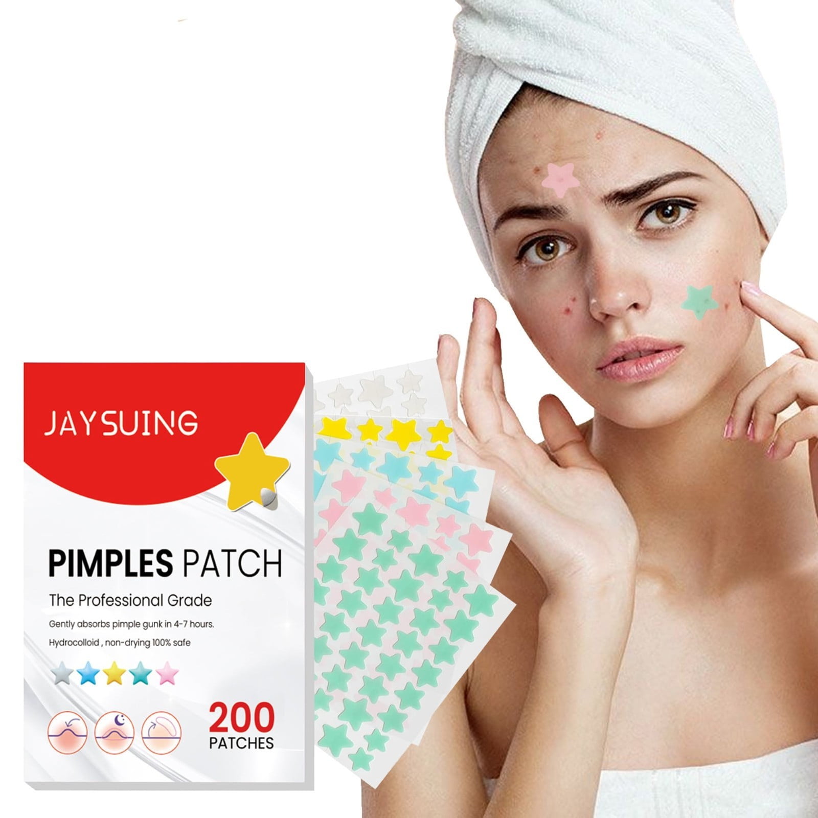Pimple Patches for Face, 200 Count Cut Star Hydrocolloid Acne Patches
