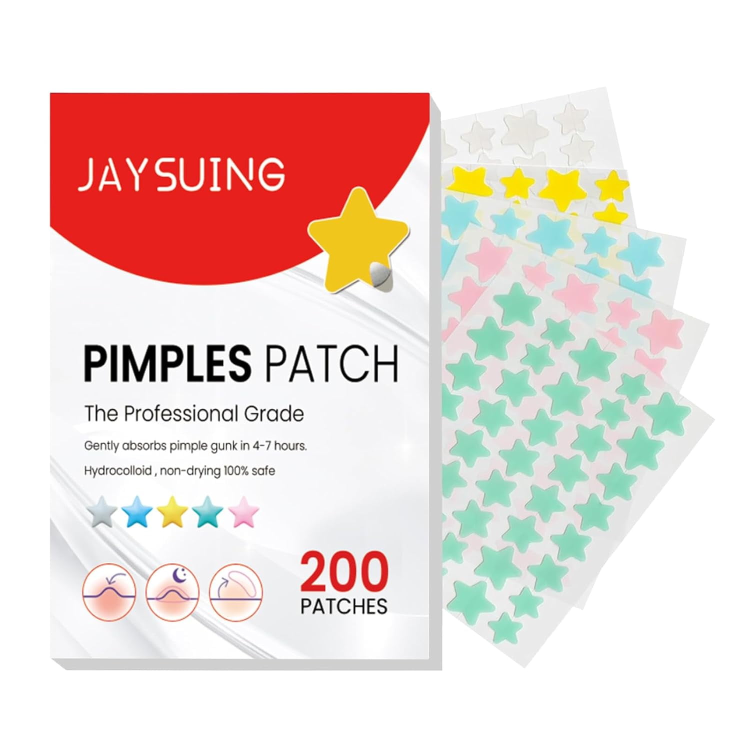 Pimple Patches for Face, Cute Star Zit Covers, Hydrocolloid Acne