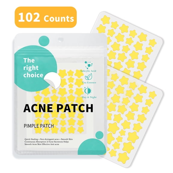 Pimple Patches for Face, Hydrocolloid Acne Patches, Cute Star Zit Covers, Colorful Superstar Patches Spot Stickers, 102 Count | 4 Sizes (8mm/9mm/11mm/14mm)