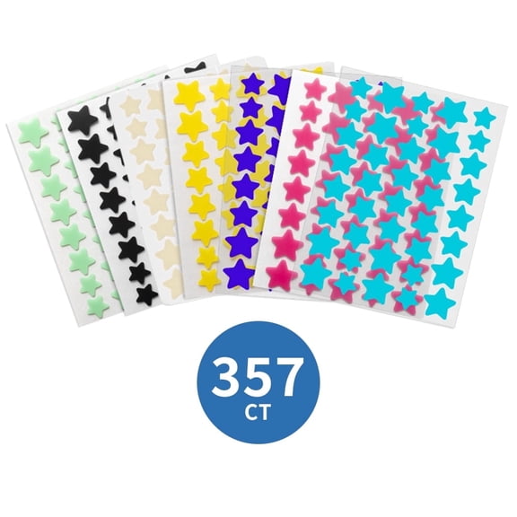 Pimple Patches for Face, Hydrocolloid Acne Patches, Cute Star Zit Covers, Colorful Superstar Patches Spot Stickers, 357 Count | 4 Sizes (8mm/9mm/11mm/14mm)