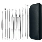 Pimple Popper Tool Kit - Tkrady 10 Pcs Blackhead Remover Comedone Extractor Kit with Box for Quick and Easy Removal of Pimples, Blackheads, Zit Removing, Forehead,Facial and Nose Black