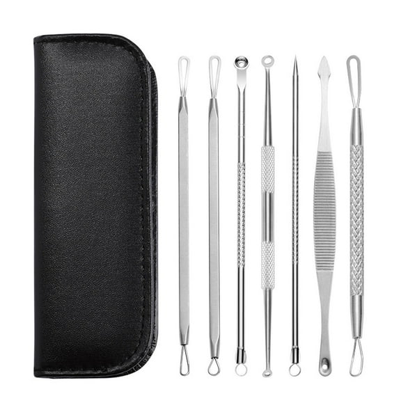 Pimple Popper Tool Kit, Tkrady 7 PCS Blackhead Remover Tools with Tweezers, Whitehead Comedone Extractor Kit for Facial Nose