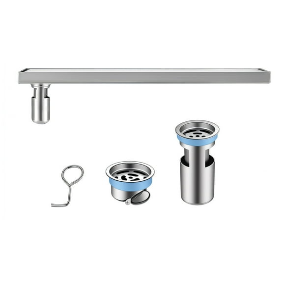 Pimsoran 47‑Inch Linear Shower Floor Drain - 304 Stainless Steel Brushed Nickel Finish, Tile‑In Cover, Odor‑Proof Design for Modern Bathrooms