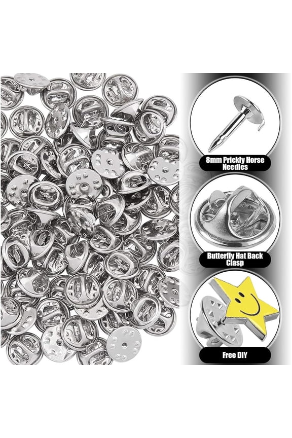 Pin Backs, 160 Pcs Metal Pin Backings, Backs Locking Pin Keepers Clasp Metal Pin Backs for Jewlery, Crafts, Lapel Pins (Silver)