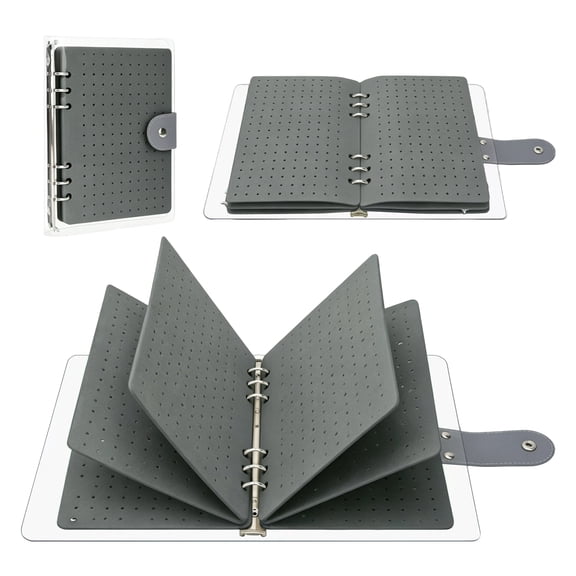 Pin Badge Holder Book, Gray Felt 6 Page Transparent Loose Leaf Brooch Display Organizer, 1 Pack Portable Snap Fastener Pin Storage Album for Enamel Pins Lapel Pins Collectors Display and Protect Smal