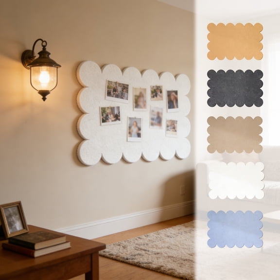 Pin Board Scalloped Fabric Bulletin Board Peel and Stick Rectangular Note Board No Nails Photo Display for Bedroom Office Kitchen Wall Decor by Xuniizn