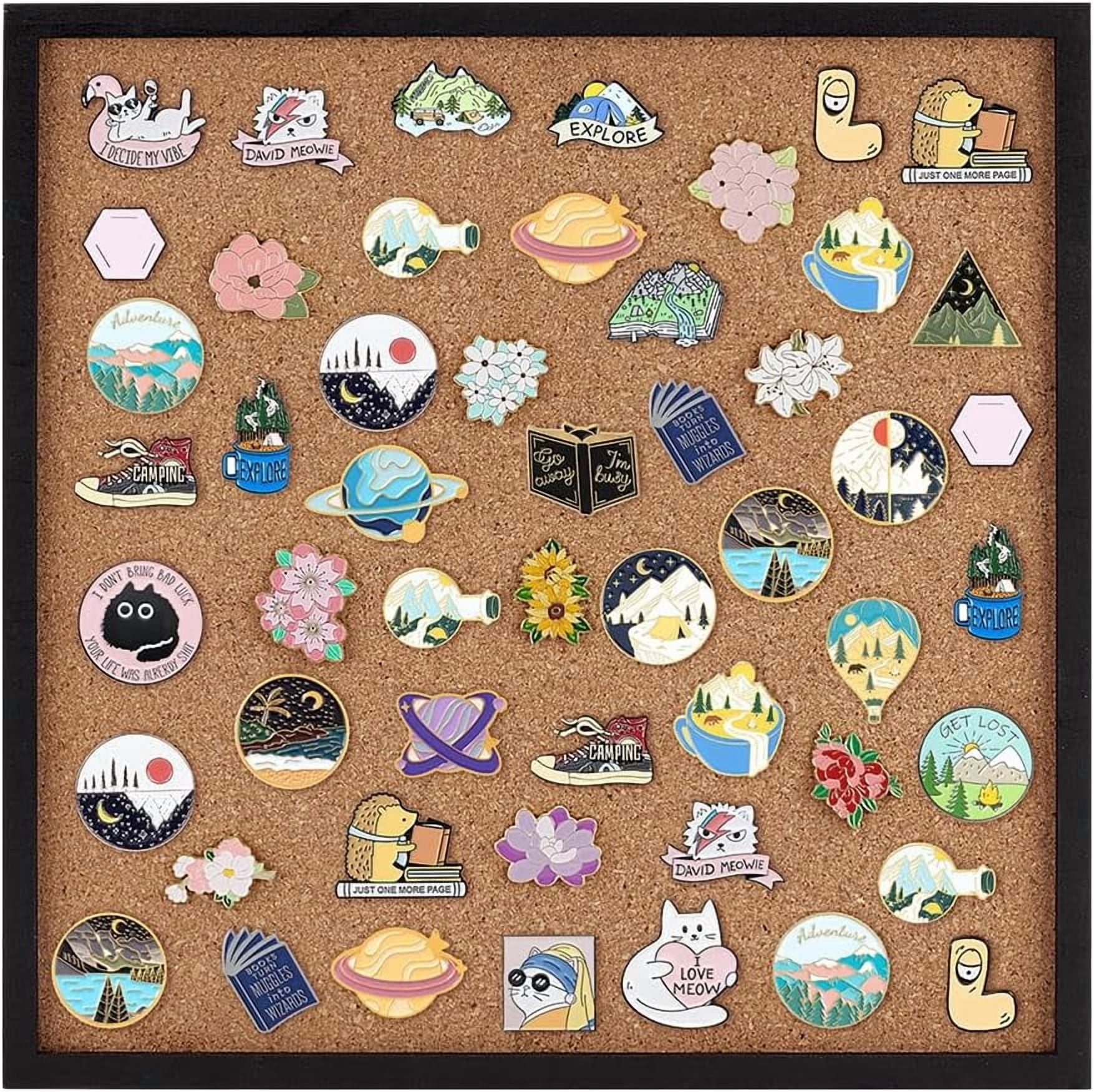 Pin Board Square Cork Board with Black Frame 11.8x11.8inch Wall Mounted Cork Board