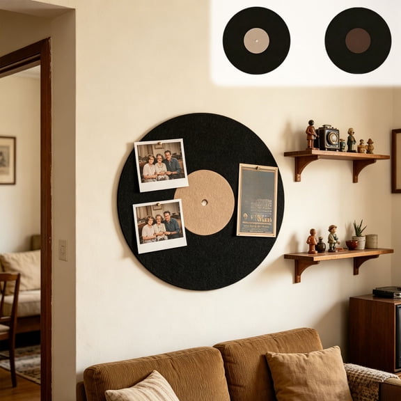 Pin Board Vinyl Record Shaped Bulletin Board Round Fabric Note Board 16 Inch Music Themed Photo Display for Wall Decor by Xuniizn