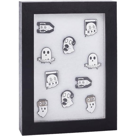 Pin Collection Display Frame Wood Black Box Frame Display Case with Felt Mat 8x6x1.3 inch Military Medal Display Frame Cabinet Brooch Collection Display Case for Photos Medals Awards Making DIY