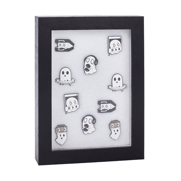 Pin Collection Display Frame Wood Black box Frame Display Case with Felt Mat 8x6x1.3 inch Military Medal Display Frame Cabinet Brooch Collection Display Case for Photos Medals Awards